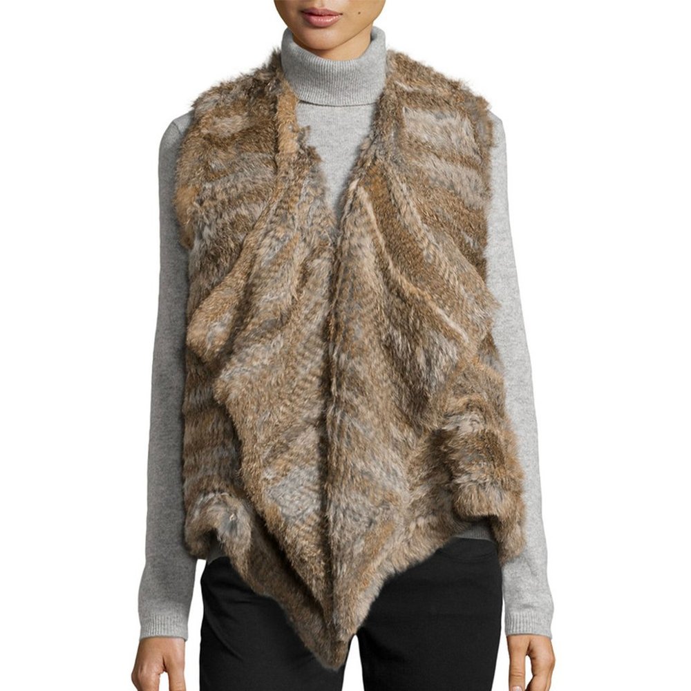 Neiman Marcus Draped Rabbit Fur Vest (M)